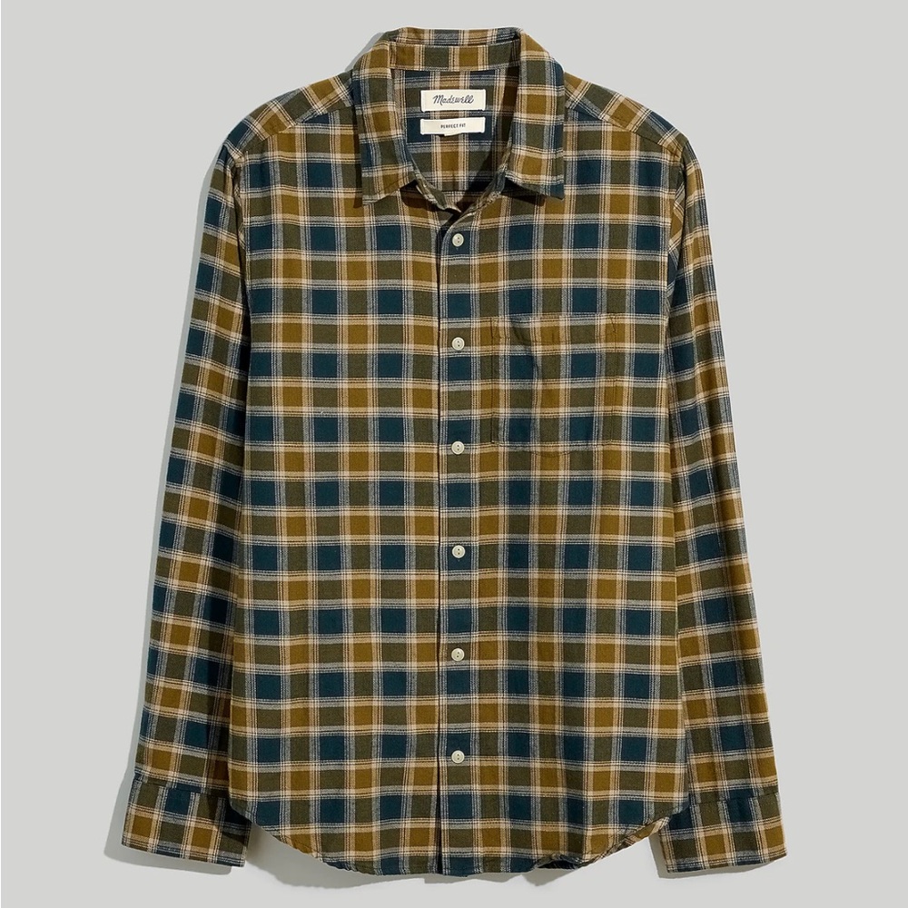 Madewell Men’s Perfect Long-Sleeve Shirt in Herringbone Plaid.